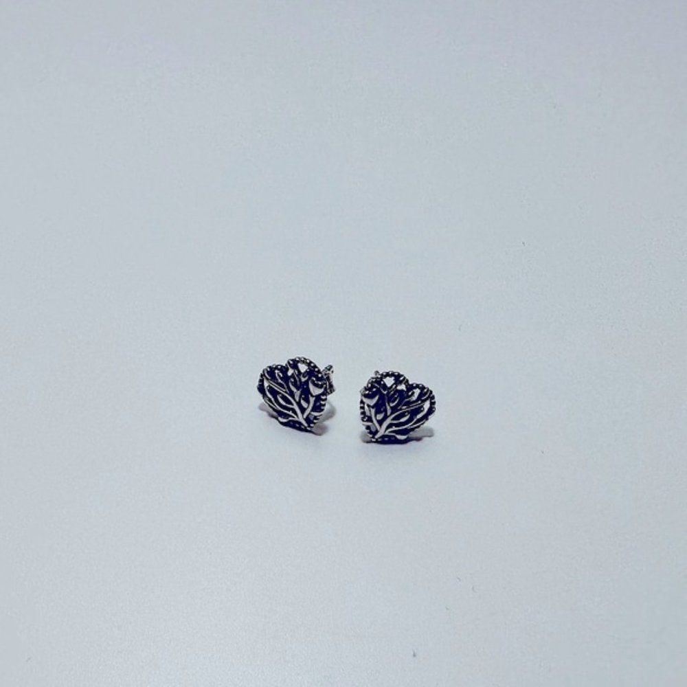 PANDORA Family Tree Heart Stud Earrings Preloved Authentic